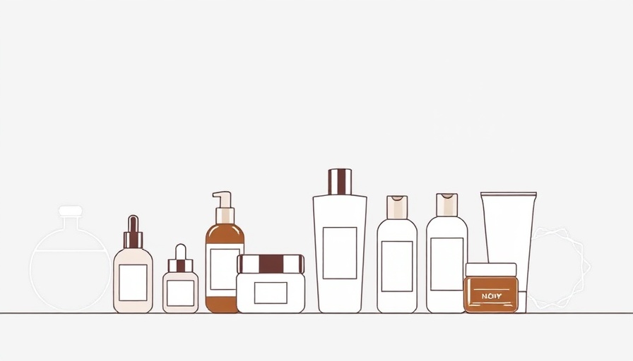 Minimalistic illustration of anti-pigment skincare routine items.