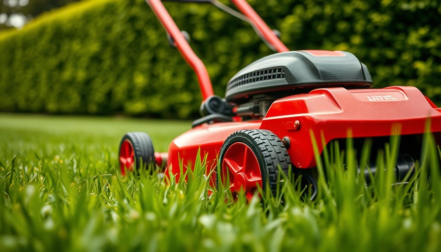Lawn mower cutting grass at optimal height for healthy lawn