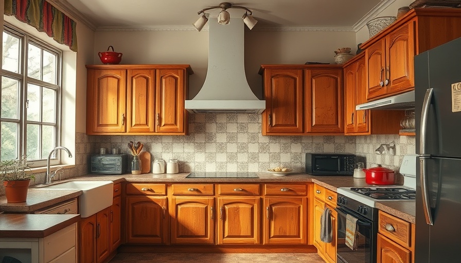 Outdated home design features in a vintage kitchen.