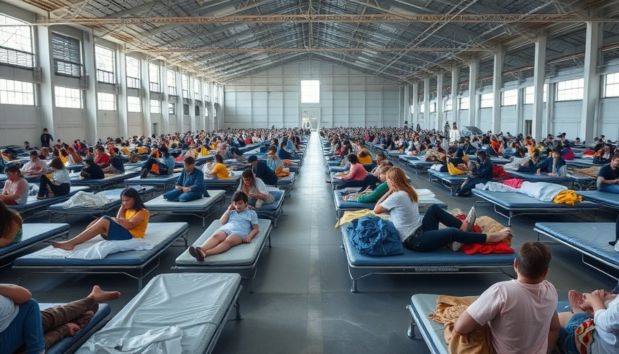 Evacuees in a shelter during Hurricane Katrina, learning resilience and community support.