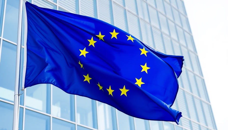 EU flag waving in front of a glass building, representing EU tax mix reform.
