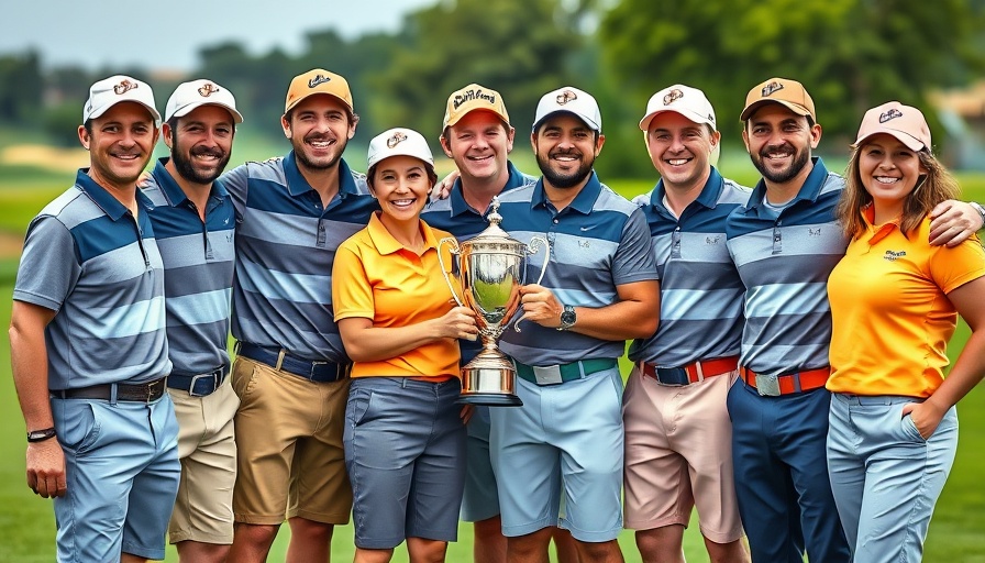 Golf team celebrating victory on lush course, symbolizing the new golf economy.