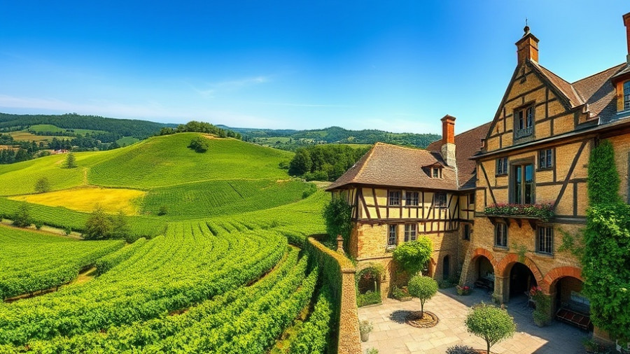 Château de la Commaraine in Burgundy with vineyards and architecture.