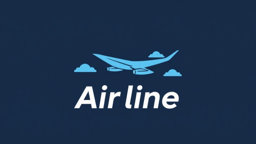 Minimalistic airline logo design with airplane wing and clouds.