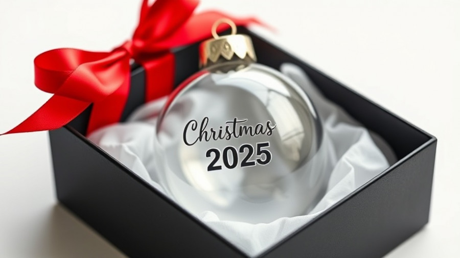 Sporty’s 2025 Christmas Ornament in black box with red ribbon