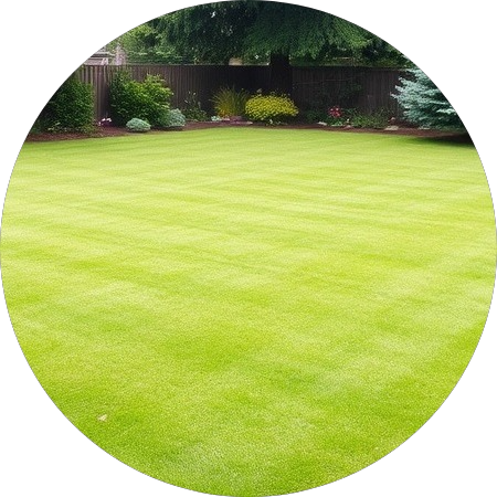 Lush green yard with vibrant trees offering a serene natural landscape.
