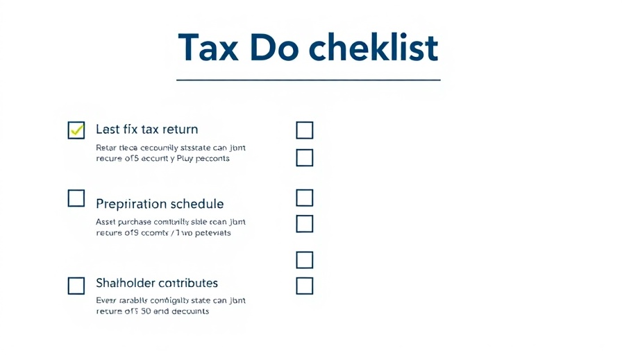 Business tax checklist infographic with essential documents.
