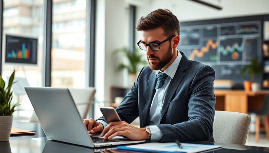 Professional analyzing data for tax compliance on multiple devices.