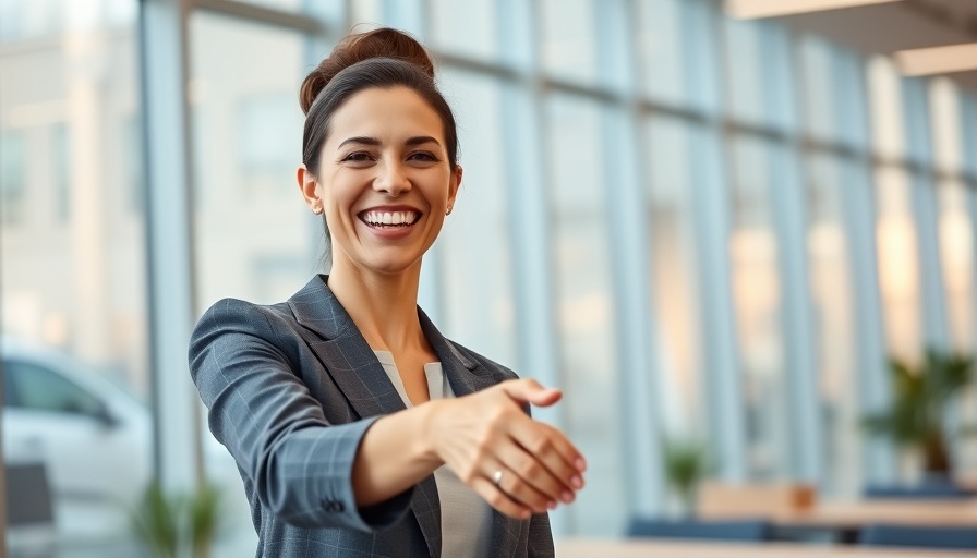 AI accounting transformation handshake in modern office.