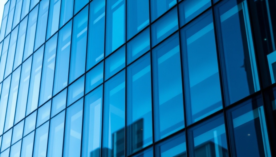 Modern office building reflecting light, tax operations concept