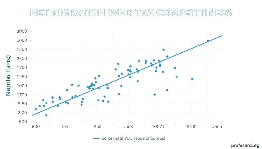 Scatter plot of net migration vs tax competitiveness.