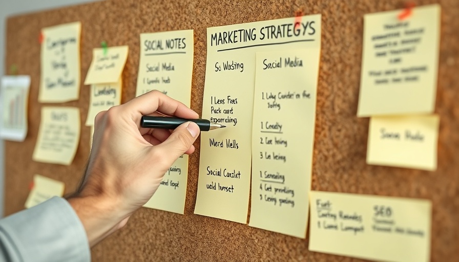 Organized sticky notes for local business marketing strategies.