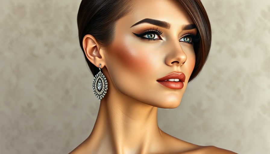 Elegant beauty trends with sleek hairstyle and statement earring.
