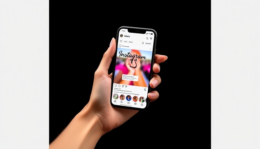 Hand holding smartphone with Instagram luxury feed.
