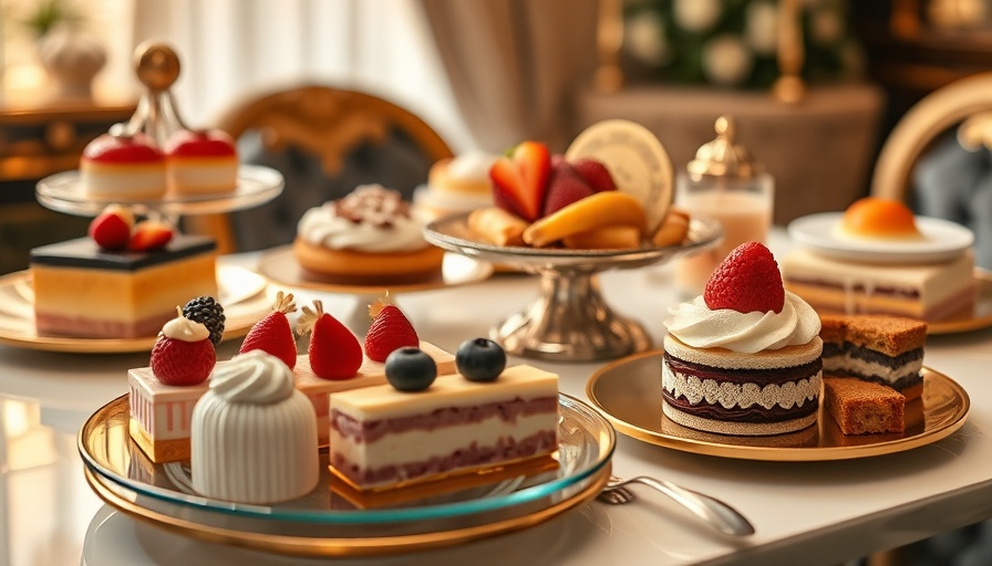 Luxurious dessert table showcasing elegant pastries, linked to LVMH sustainability.