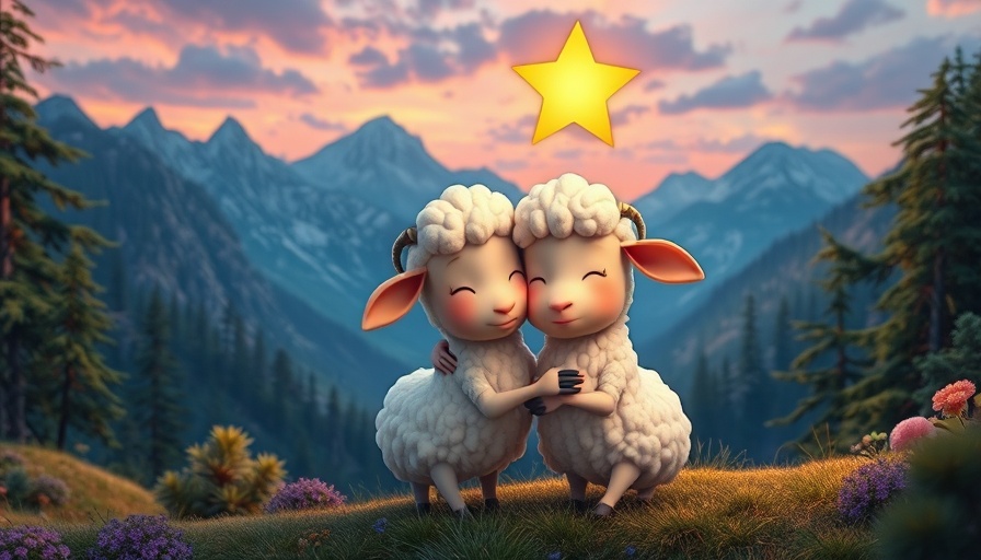 Whimsical cartoon sheep under star in a magical forest, expressive and vivid.