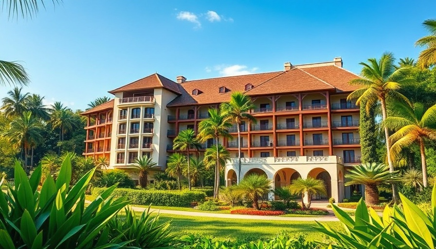 Grand Wailea Resort building with tropical greenery and palm trees.