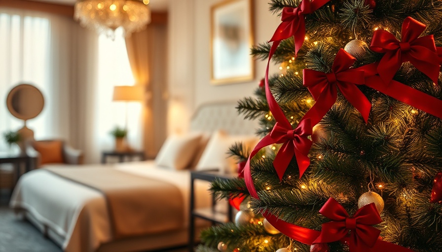 Luxurious Cartier Suite with festive Christmas tree and soft lighting.