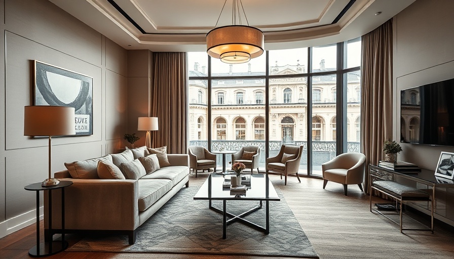 Luxurious Waldorf Astoria suite with elegant decor and cityscape view.