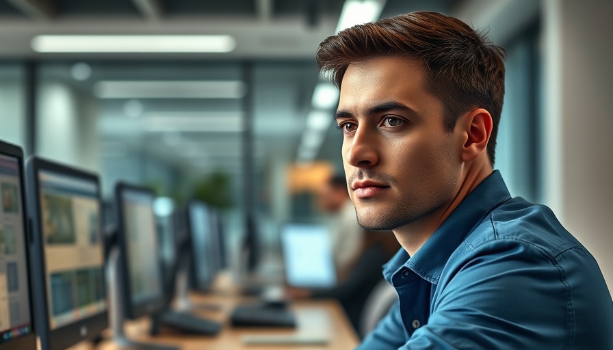 Professional in office at Dubai South, highlighting aviation growth.
