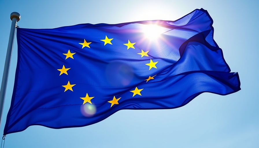 EU Tax Policy concept with EU flag waving in bright sunlight