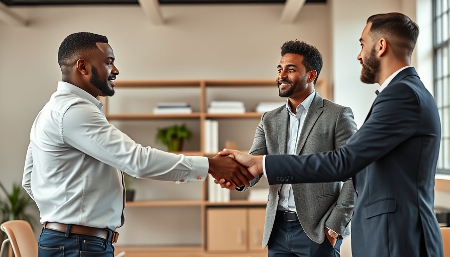 Business partners sealing a deal in modern office, minority business loans