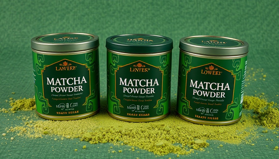 Three premium matcha powder tins on green background showcasing best matcha powder.