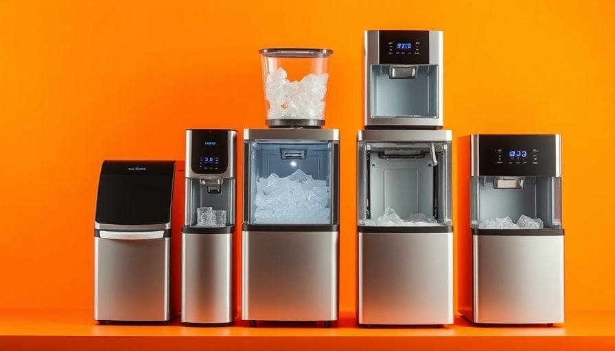 Modern countertop ice makers displayed on a gradient background.