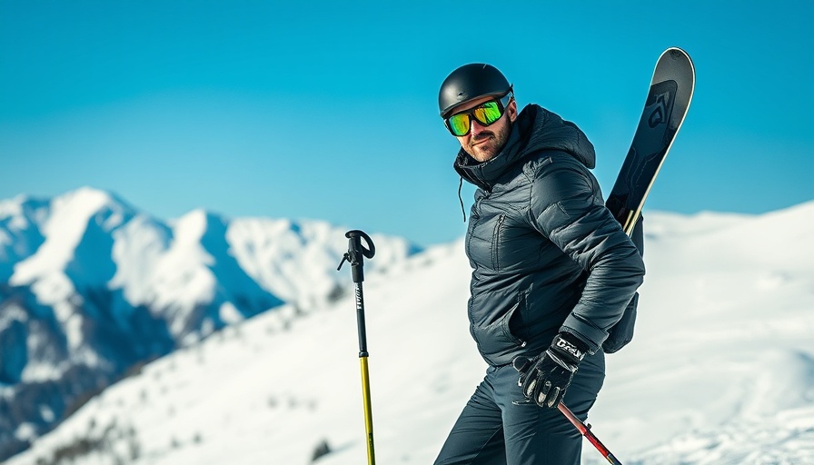 Stylish skier showcasing ski fashion trends on a snowy mountain.