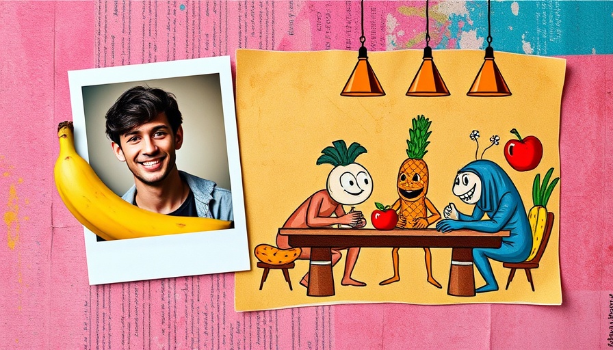 Artistic collage with polaroid and food characters, Recipes for Connection.