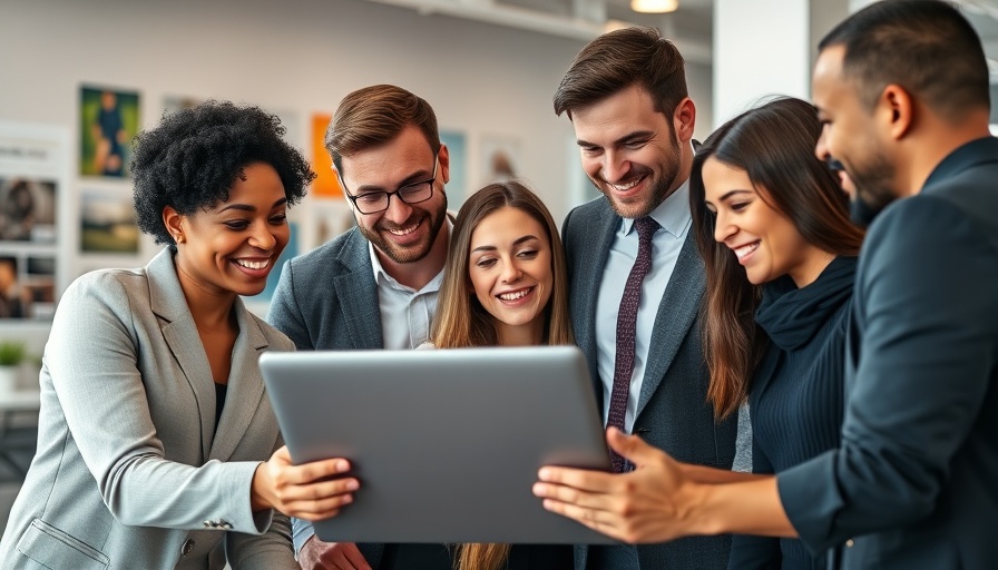Professionals using engagement technology in a modern office.
