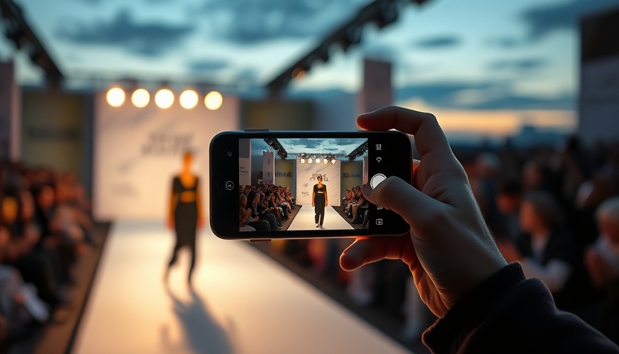 Fashion captured on phone at New York Fashion Week runway.