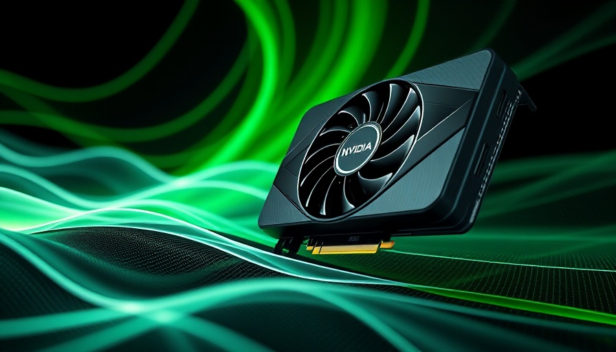 Nvidia graphics card with futuristic design, black and green theme.