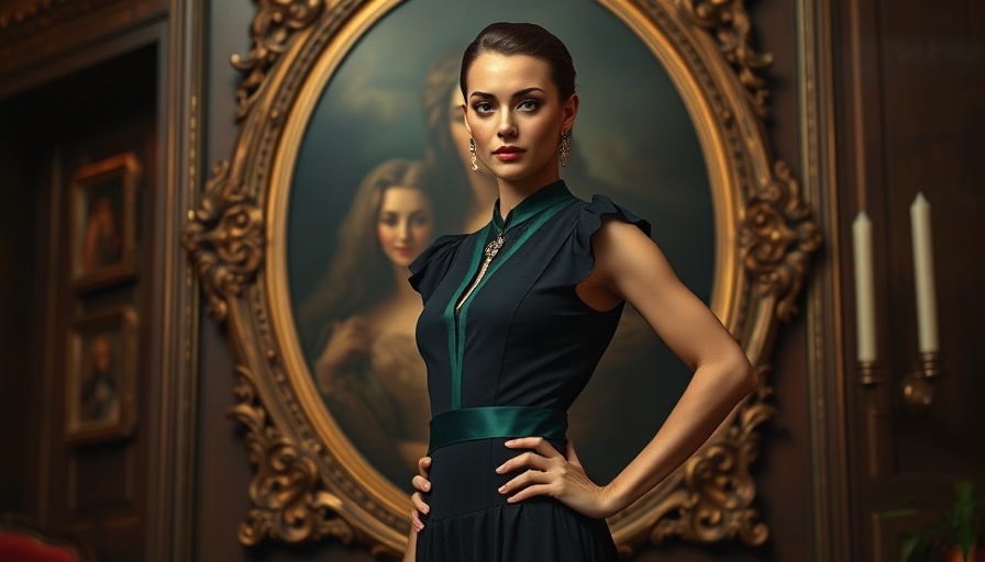Elegant model in black dress at Completedworks live-shopping show.