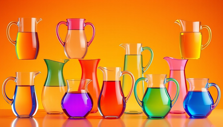 Eclectic selection of water pitchers for entertaining.