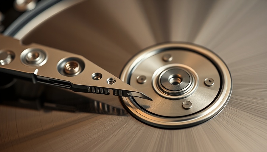 Hard drive read/write arm in motion, represents tech precision, Seagate Acquisition of Intevac.