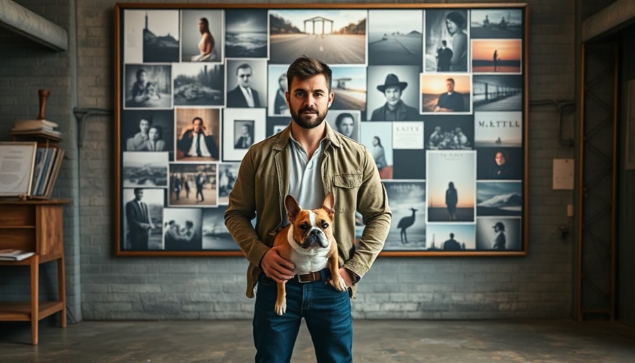 Giuseppe di Morabito inspiration board with man and bulldog