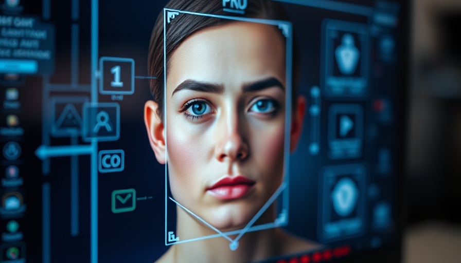 Computer screen with deepfake video and facial recognition software.