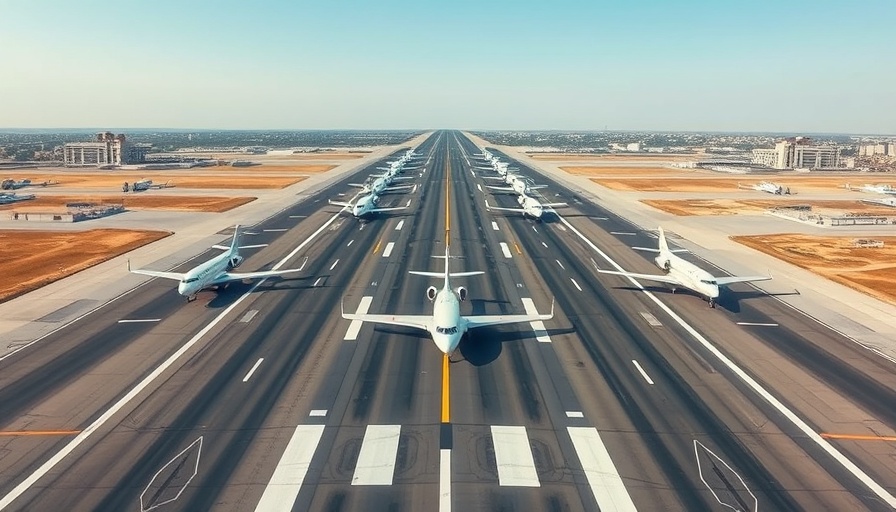Learn to fly at private jet airport, aerial view of parked planes.