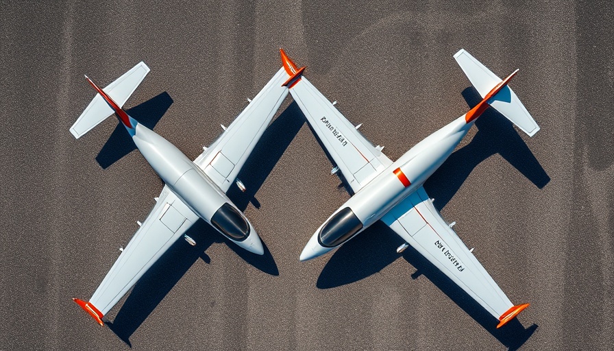 Top-down view of best used six seaters parked on a runway.
