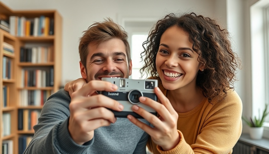 Adult using Polaroid camera with child, cozy indoor setting