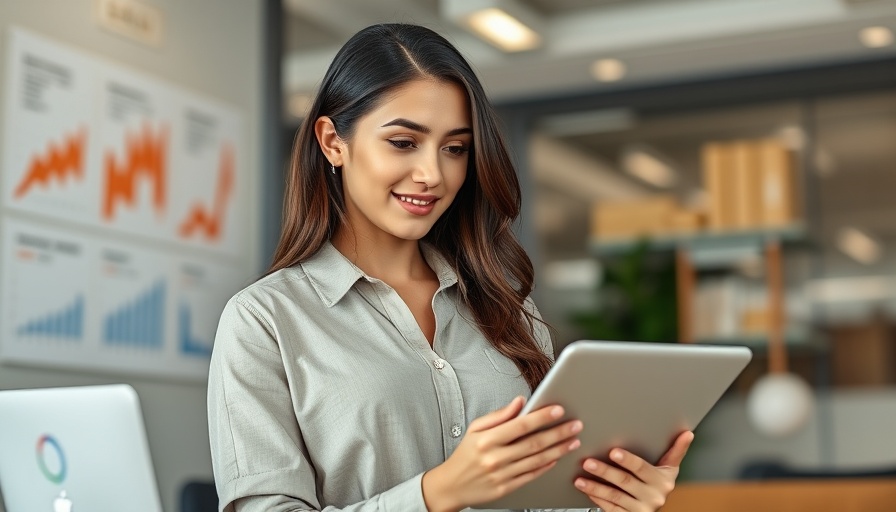 Confident young woman in advisory accounting working on a tablet.