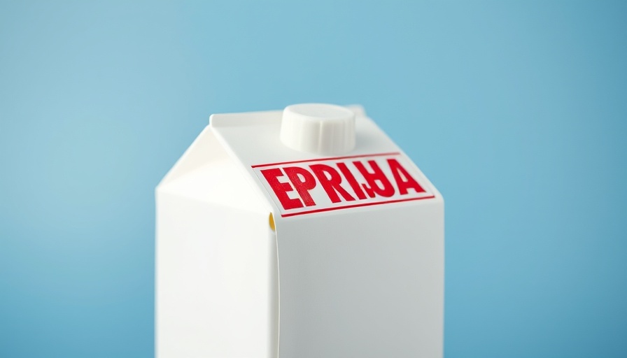 Expired milk carton with bold red label against blue gradient background.