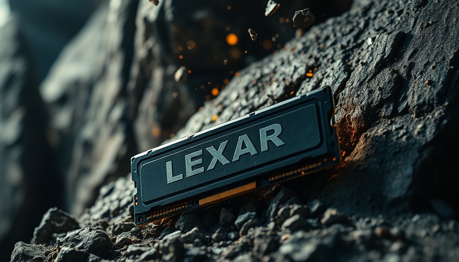 Durable Lexar Armor memory cards on rocky background, cinematic style.
