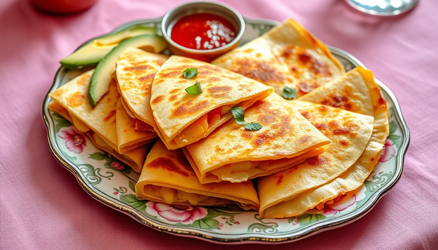 Delicious quesadillas and avocado slices as late-night snacks.