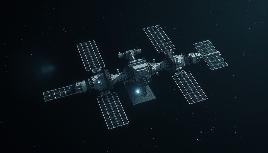 Futuristic space station, floating in orbit, representing a data center in space.
