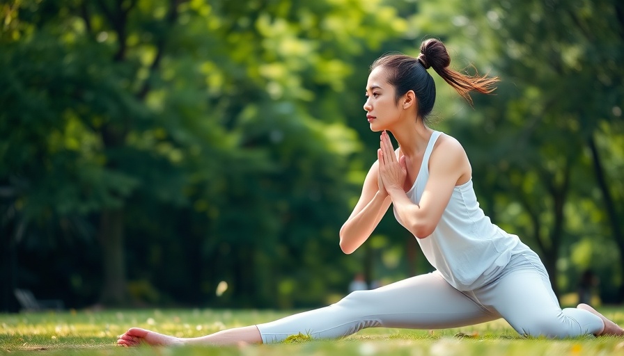 Young woman practicing Kundalini Yoga for stress relief in a serene park.