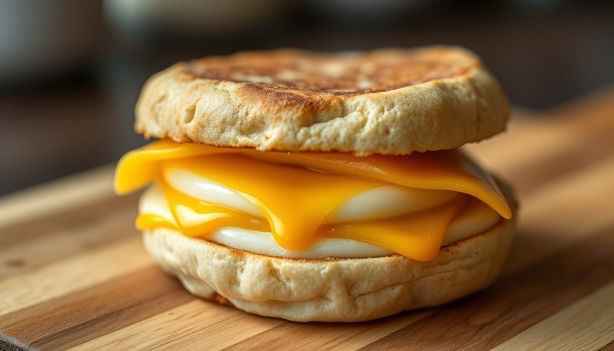 Make your own egg breakfast sandwich close-up on a wooden board.
