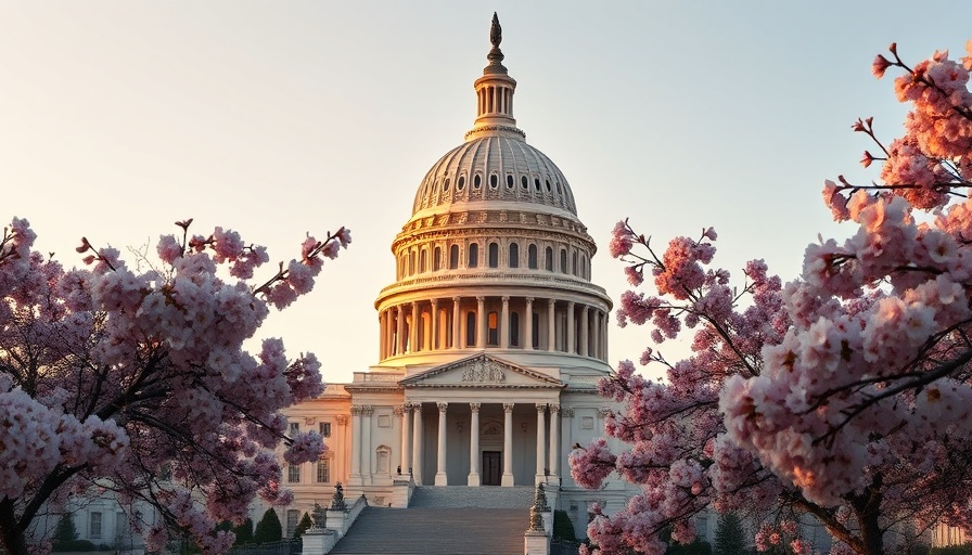 The Capitol dome with cherry blossoms symbolizing budgetary offsets in tax reform.