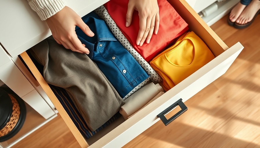 Neatly folded clothes in a drawer, organizing space tips.